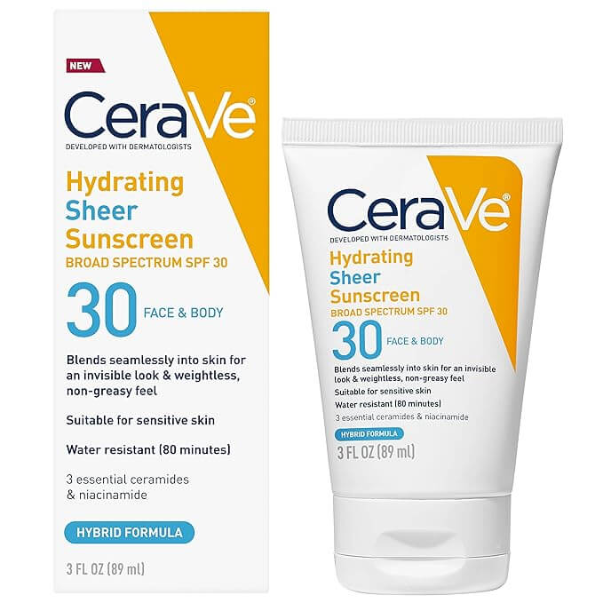 3 CeraVe Hydrating Sheer Sunscreen SPF 30 for Face and Body image